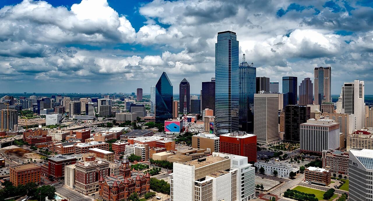 The downtown Dallas skyline